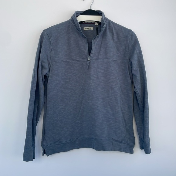 Orvis Blue Quarter-Zip Pullover with Pockets Medium - Picture 1 of 16